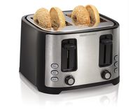 Hamilton Beach 4 Slice Extra Wide Slot Toaster with Defrost and Bagel Functions, Shade Selector, Toast Boost, Auto-Shutoff and Cancel Button, Black (24633)