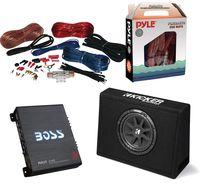 Car Subwoofer And Amp Combo: Kicker 10TC104 Comp 10" 300W Audio Subwoofers Bundle With Boss Riot 1100 Watt Mono Car Audio Power Amplifier + 8 Gauge Marine Amplifier Installation Kit