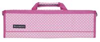 Messermeister 8-Pocket Heavy Duty Nylon Padded Knife Roll, Luggage Grade and Water Resistant, Pink with White Dots