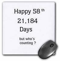3D Rose"Print of Funny Happy 58 Birthday Or Anniversary" Matte Finish Mouse Pad - 8 x 8" - mp_214226_1
