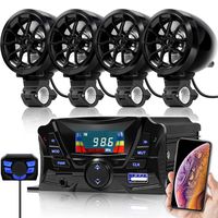 GoHawk TS3-Q Gen.2 Motorcycle Weatherproof Bluetooth Speakers 7/8-1 in. Handlebar Mount MP3 Music Player Sound Audio Stereo Amplifier System ATV UTV w/AUX in, USB, Micro SD, FM Radio, 4-Speaker