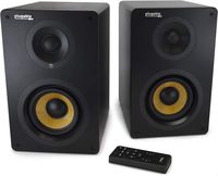 Plugable Bluetooth Bookshelf Speakers for Wireless Streaming Right from Your Phone, 2-Channel Powered Studio Monitor Speakers, 4 Inch Subwoofer, Optical and RCA Aux Inputs, 55W Output Power