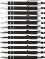 Stylus Pens - 2 in 1 Touch Screen & Writing Metal Pen, Sensitive Stylus Tip - The Hottie - for Your iPad, iPhone, Kindle, Nook, Samsung Galaxy & More - Gift Ideas (Box of 12, Black)