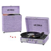 Victrola Record Player Bundle Includes a 3-Speed Turntable, Record Storage Case and Replacement Needles