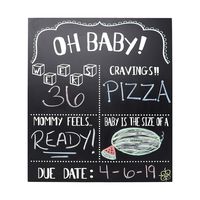 JennyGems Pregnancy Announcement Chalkboard and Photo Prop - Pregnancy Tracker Chalkboard - Extra Large Size 14 x 16 - Gender Reveal Monthly Milestones Countdown Week by Week Tracker Board