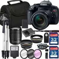 Canon EOS Rebel T7i Digital SLR Camera + 18-135mm USM + SD Card Reader + 64GB Memory + Remote + Spare Battery + Accessory Bundle - International Version