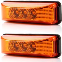 2pcs 3.9 inches 3 Leds Truck Trailer 12V Led Front Rear Led Side Marker Lights Indicator Lamp Rock Light for Truck Trailer Boats,Sealed and Waterproof, Surface Mounted Installation, 2 Amber