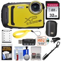 Fujifilm FinePix XP140 Shock & Waterproof Wi-Fi Digital Camera (Yellow) with 32GB + Battery + Case + Selfie Stick + Kit