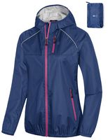 Little Donkey Andy Women's Waterproof Cycling Bike Jacket with Hood, Running Rain Jacket, Windbreaker, Ultralight Packable Navy Size M