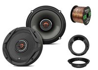 2X JBL 6.5" 2-Way GX Series Coaxial Car Audio Speakers - Bulk Packaging, with 2X Enrock Harley Speaker Adapters, 16-Gauge 50 Foot Wire