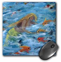 3dRose LLC 8 x 8 x 0.25 Inches Mouse Pad, Sea Angels, Mermaids Feed The Fish (mp_66356_1)