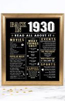 Katie Doodle 90th Birthday Party Supplies Decorations Gifts for Women Men | Includes 8x10 Back in 1930 Print [Unframed], BD090, Black and Gold
