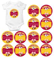 Gift Set of 12 Round Keepsake Photography Monthly Baby Stickers with Kansas City Missouri Chiefs Football MOSG140