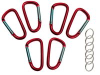 Gold Lion Gear 3" Aluminum Carabiner D Shape Buckle Pack, Keychain Clip, Spring Snap Key Chain Clip Hook Buckle - Red 3" (6 Pack)