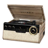 Victrola 6-in-1 Bluetooth Record Player with 3-Speed Turntable, Cd, Cassette Player and FM Radio, Farmhouse Walnut