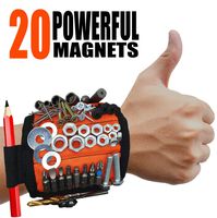 MyToolOn Magnetic Wristband for DIY - 20 Super Strong Magnets to Hold Screws, Nails, Drill Bits - Tool Holding Accessory for Wrist or Belt for Men and Women - Fits all Sizes - Orange - Red