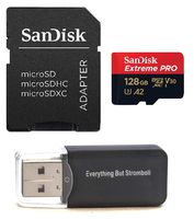 SanDisk 128GB Micro SDXC Memory Card Extreme Pro Works with GoPro Hero 8 Black, Max 360 Action Cam U3 V30 4K A2 Class 10 (SDSQXCY-128G-GN6MA) Plus 1 Everything But Stromboli (TM) MicroSD Card Reader