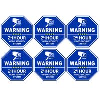 Homework2 CCTV Video Surveillance Security Door & Window Stickers, Blue Octagon-Shaped, 3.3 X 3.3 Inch Vinyl Decals - Indoor & Outdoor Use, UV Protected & Waterproof - 6 Labels