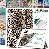 DuraSafe Cases for iPad PRO 9.7 Inch 2016 [ A1673 A1674 A1675 ] Printed Smart Cover with Transparent Back - Leopard (Soft Silicone Back)