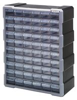 Quantum Storage Systems PDC-60BK Clear Plastic Drawer Cabinet, 60 Drawers