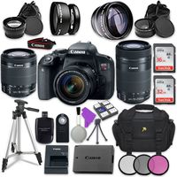 Canon EOS Rebel T7i Digital SLR Camera with Canon EF-S 18-55mm IS STM Lens + Canon EF-S 55-250mm f/4-5.6 IS STM Lens + Accessory Bundle