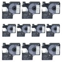 SuperInk Compatible for DYMO 18443 Black on White Vinyl Label Tape (3/8 Inch x 18 Feet 9mm x 5.5m) 10 Pack