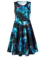 BFUSTYLE Cute Galaxy Nebula Star Dress for Girls 7-16, Fashoin Little Girls Crew-Neck Tunic Skater Playwear Dress Chic Sleeveless Starry Sky Princess Dresses in Summer (L,Galaxy Blue)
