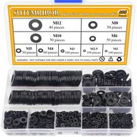 Sutemribor Nylon Flat Washer Assortment Set 600 Pieces, 9 Sizes - M2 M2.5 M3 M4 M5 M6 M8 M10 M12, Black