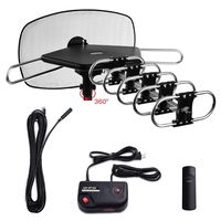 TV Antenna - Mesqool Amplified Outdoor Digital HDTV Antenna 150 Mile Range Motorized 360 Degree Rotation Wireless Remote Control for 2 TVs Support, UHF/VHF 4K 1080P Channels Reception, 40ft Coax Cable