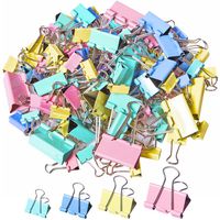 120Pcs Binder Clips Paper Clamps Assorted 4 Sizes, Paper Binder Clips Metal Fold Back Clips with Box for Office, School and Home Supplies, Multicolor