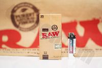 Bundle - 2 Items - 1x Full Box Of AUTHENTIC Raw Classic Rolling Paper 1 1/2 (25 Packs, 32 Leaves Per Pack) And Patriot Lighter