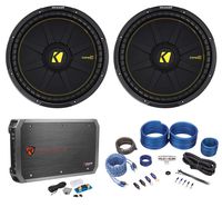 (2) Kicker 44CWCD154 CompC 15" 2400w Car Subwoofers Subs+Mono Amplifier+Amp Kit