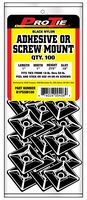 Pro Tie B1PSSM100 1-Inch Adhesive or Screw Mount Cable Tie Mount, Black Nylon, 100-Pack