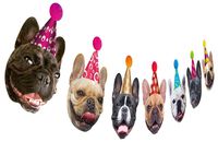 Dog Birthday Garland, Funny French Bulldog Face Portrait Birthday Banner, Bday Bunting Decoration
