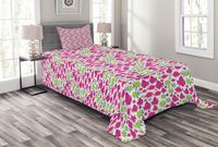 Ambesonne Fish Bedspread, Tropical Ocean Theme Cartoon School of Fish Pattern in Vibrant Colors Print, Decorative Quilted 2 Piece Coverlet Set with Pillow Sham, Twin Size, Apple Green