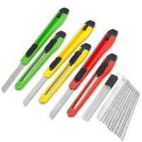 Fixson Box Cutter Utility Knife (6 PACK) Retractable Razor Blades Knifes With Snap-Blade and Slide Locks, 10 Replacement Blades Included. (View amazon detail page)