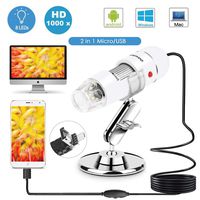 Sunnywoo USB Digital Microscope,40 to 1000x Magnification Endoscope 8 LED USB Microscopes,Mini Camera with OTG Adapter and Metal Stand,Compatible with Mac Window 7 8 10 Android Linux（White）