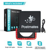 Postmates LED Sign | Bright LED Lights | Wireless | Removable | USB Rechargeable Lithium Ion Battery | Rideshare Drivers | Ride Share Accessories | Make Your Car Visible (Postmates)