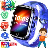 iGeeKid [SIM Card Included Smart Watch GPS Tracker for Kids - IP67 Waterproof Smartwatch Phone for Boys Girls - LBS/GPS Tracker Locator Watch with SOS Call Voice Chat Camera Games for Birthday Gifts