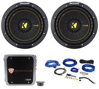 (2) Kicker 44CWCD84 CompC 8" 400W 4-Ohm DVC Car Subs+Mono Amplifier+Amp Kit