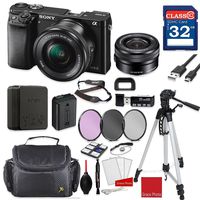 Sony Alpha a6000 Mirrorless Digital Camera (Black) with Sony 16-50mm f/3.5-5.6 OSS Lens (Black) + Professional Accessory Bundle