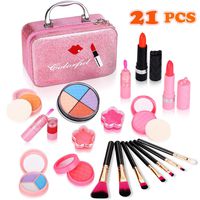 Biulotter 21pcs Kids Makeup Kit for Girls Real Kids Cosmetics Make Up Set with Cute Cosmetic Bag, Eyeshadow/Lip Gloss/Blush, Washable Play Makeup for Little Girls Xmas Birthday