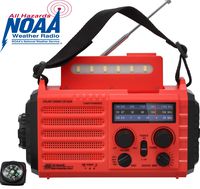 Emergency Solar Crank Portable Radio, Weather Radio for Household and Outdoor Emergency with AM/FM/SW/NOAA,5-Way Charging, Flashlight, Reading Lamp and SOS Alarm, 2000mAh Rechargeable Battery
