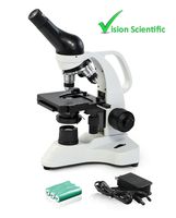Vision Scientific VME0006-100-RC LED Cordless Microscope, 40-1000X Magnification, LED Illumination, Coaxial Coarse&Fine Focus, 1.25 N.A Abbe Condenser, 110V or Rechargeable Battery