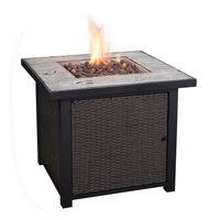 Peaktop Propane Gas Fire Pit Outdoor Garden Square, 20 Inches, Brown