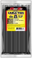 Pro Tie B11LD1000 11.2-Inch Light Duty Standard Cable Tie, UV Black Nylon, 1000-Pack