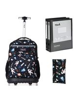 Tilami Rolling Backpack 18 inch Binder and Pencil Case Laptop Backpack, Space