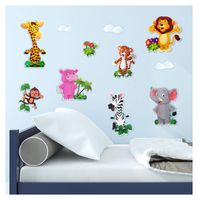 Sparkly 3D Zoo Animal Wall Decals Stickers - Set of 7 Spectacular Glittery Animals, and Some Clouds for Boys and Girls Bedroom Decor - Easy to Stick