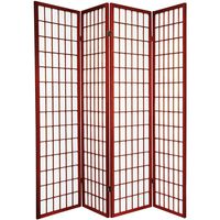 Legacy Decor 4 Panel Japanese Shoji Style Room Screen Divider Cherry Color