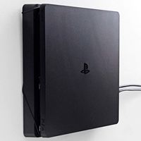 FLOATING GRIP PS4 Slim Wall Mount - PlayStation 4 Slim Wall Mount (Black) - Mount your PlayStation on the wall right next to or behind your TV - Made in Europe since 2014